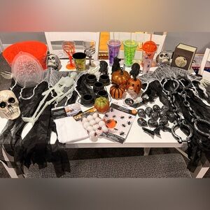 Spooky Halloween Decoration Set with Black and Orange Accents